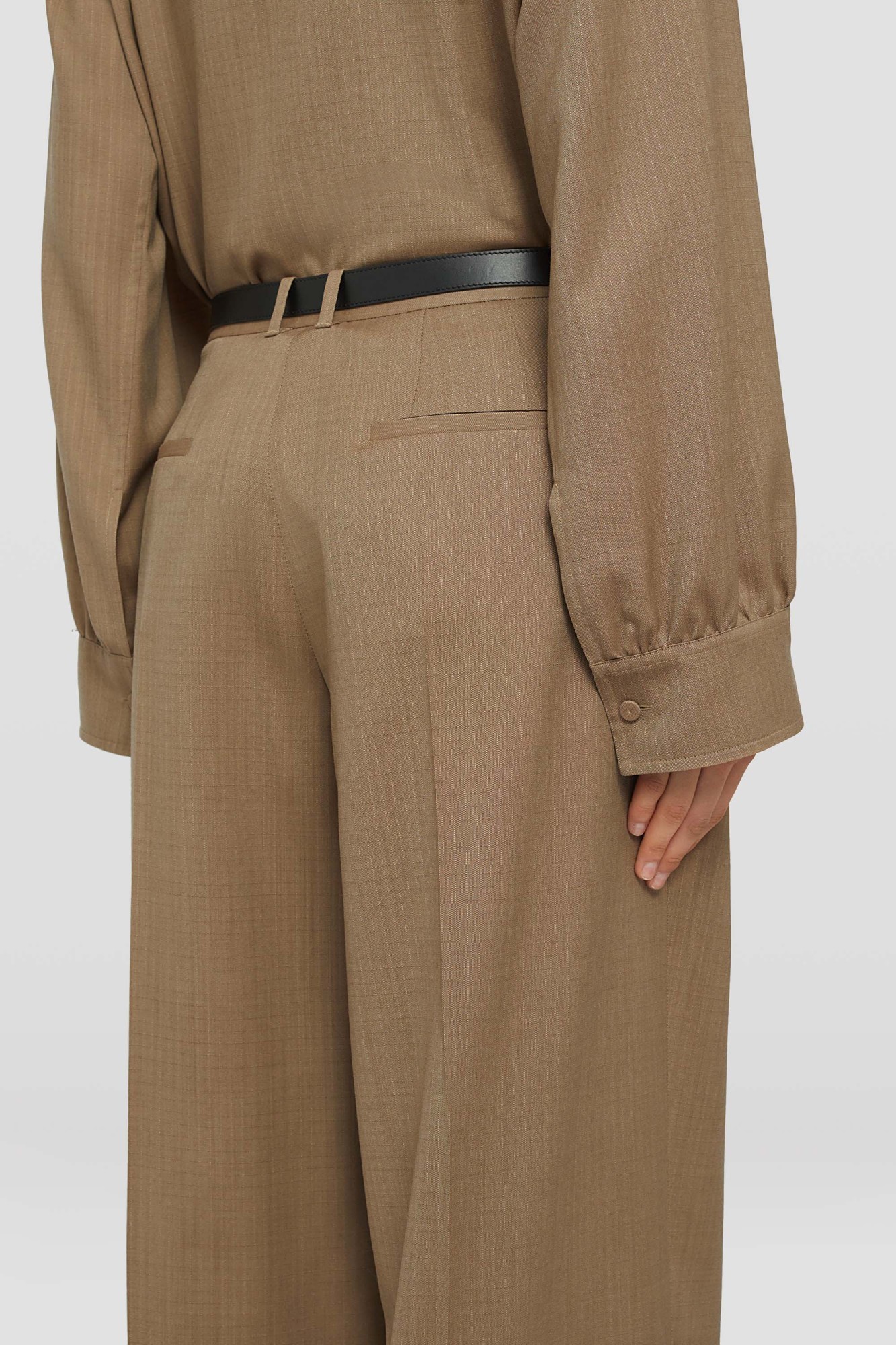 Jil Sander Belted Wool Palazzo Pants In Brown