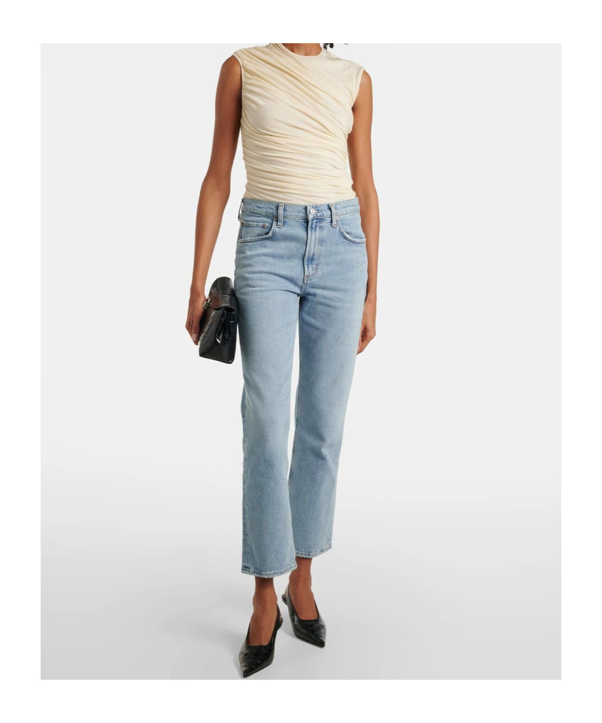 Agolde Valen Mid-rise Straight-leg Denim Trousers In Blue