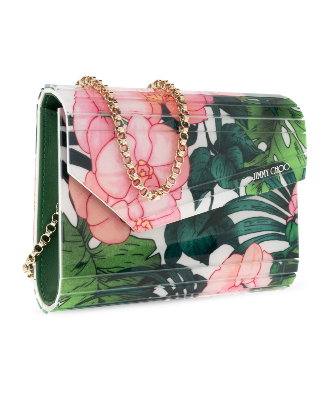 Jimmy Choo Candy Flower Printed Clutch Bag In Green