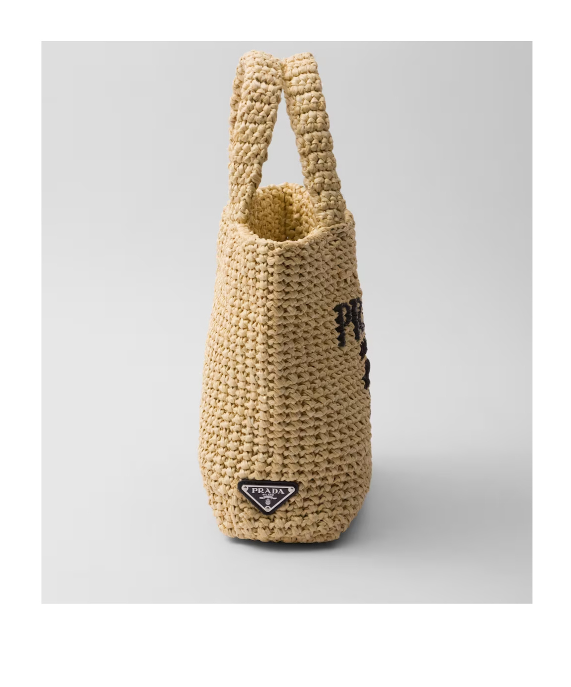 Shop Prada Small Crochet Tote Bag In Nude