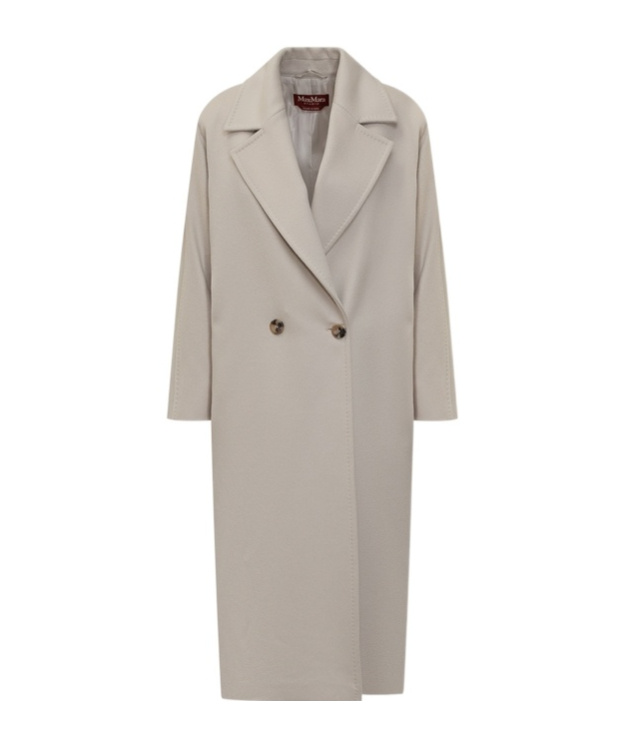 Max Mara Lapel Long-sleeved Coat In Nude