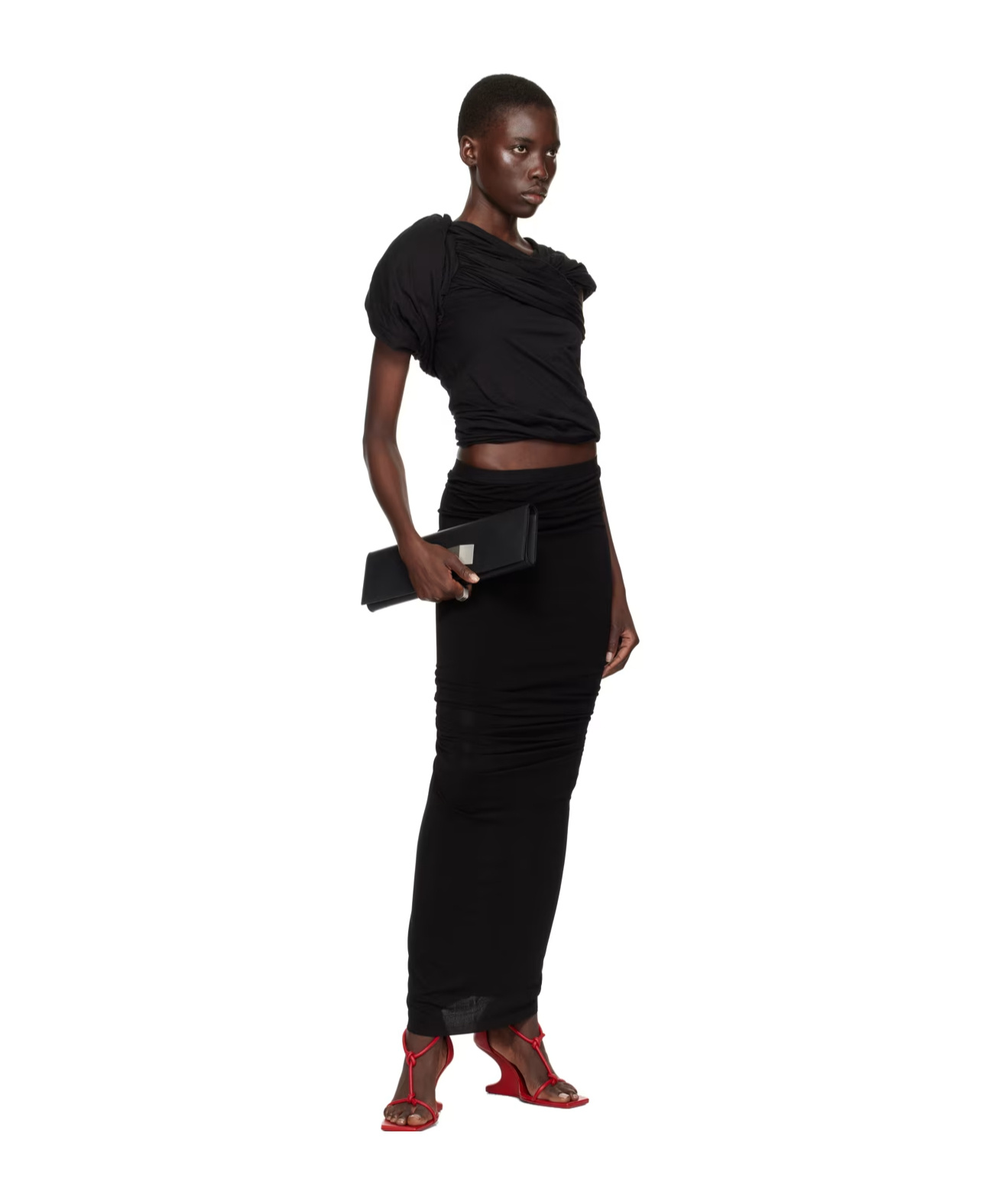 Rick Owens Shrimp Asymmetric Skirt In Black