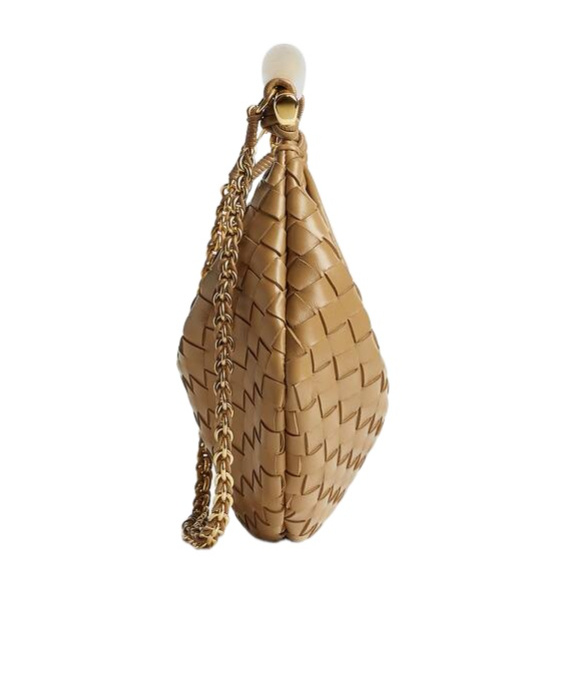 Bottega Veneta Small Sardine Chain Knitted Shoulder Bag In Brown