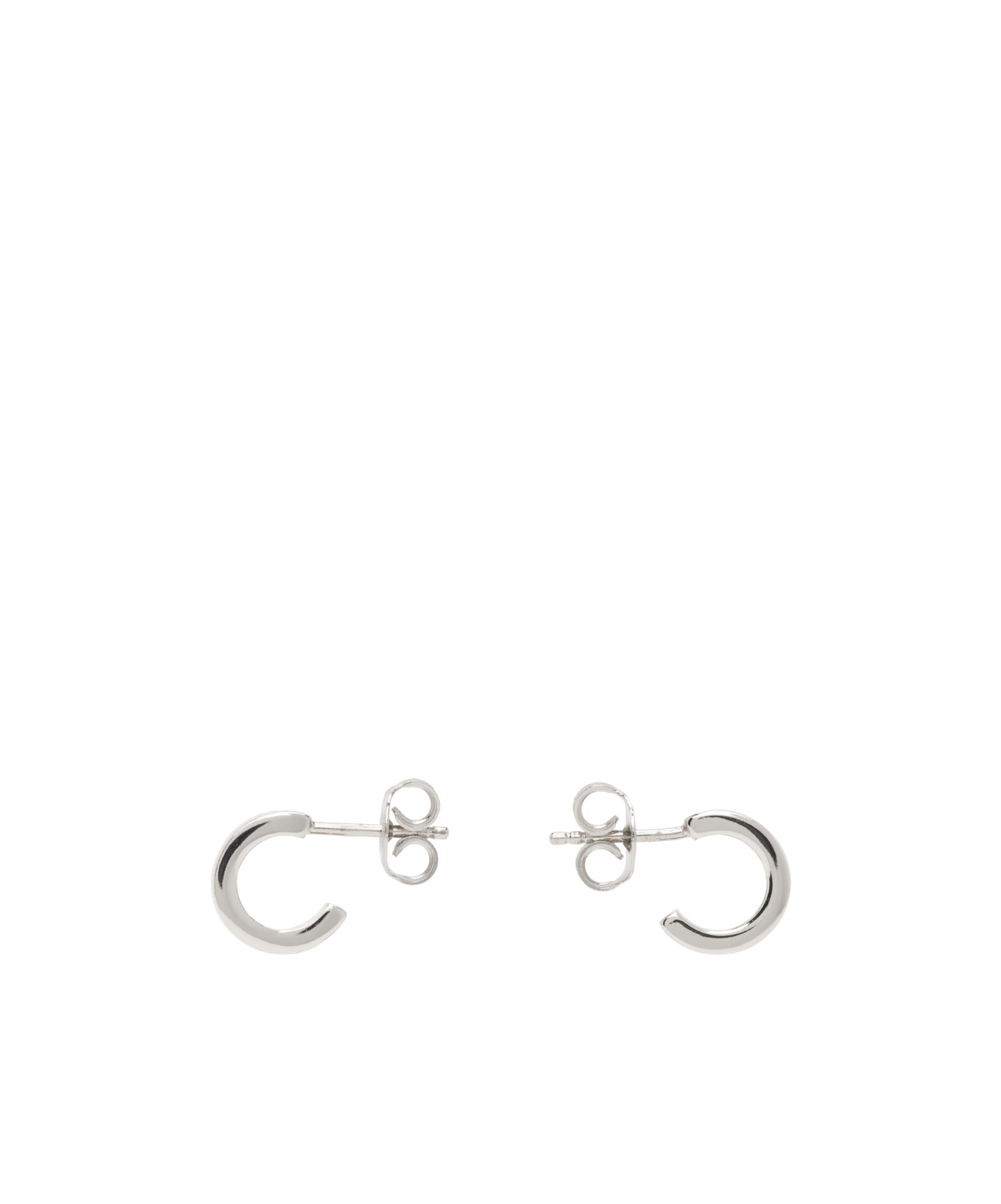 Mm6 Maison Margiela Silver Numeric Minimal Signature Hoop Earrings In White