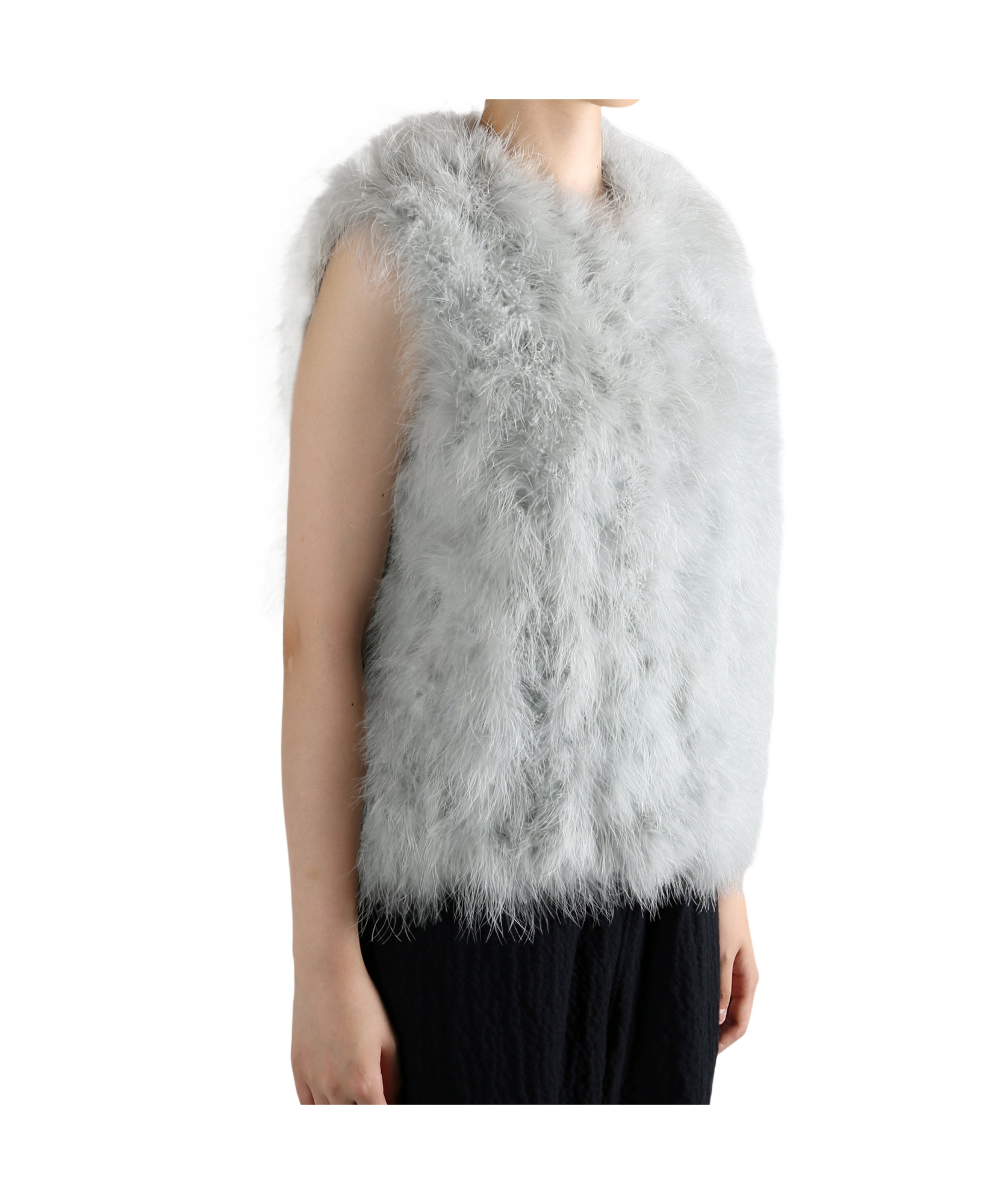 Yves Salomon Feather Vest In Gray
