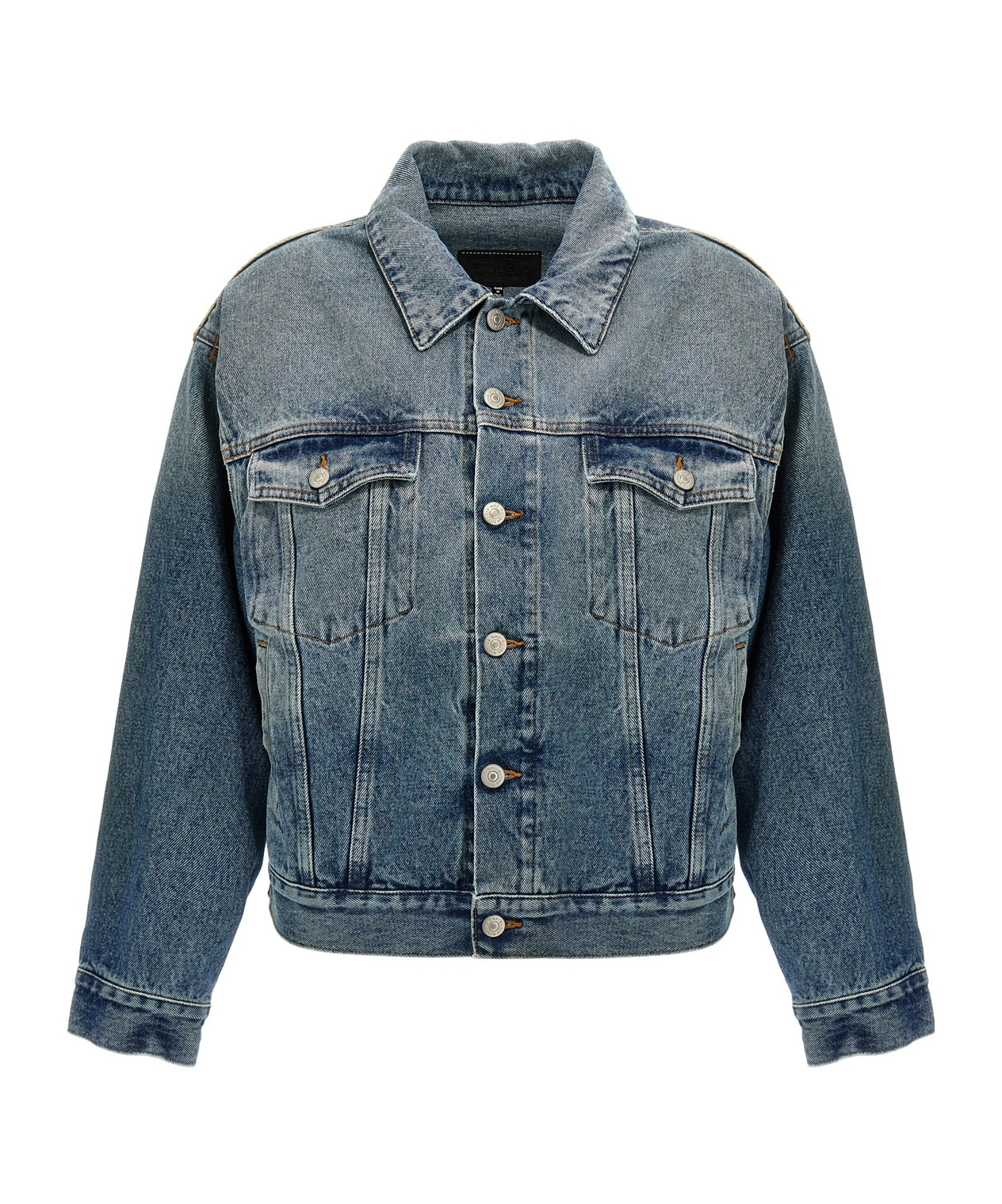 Mm6 Maison Margiela Mm6 By Maison Margiela Cut-out Denim Jacket With Unique Sleeve Details In Blue