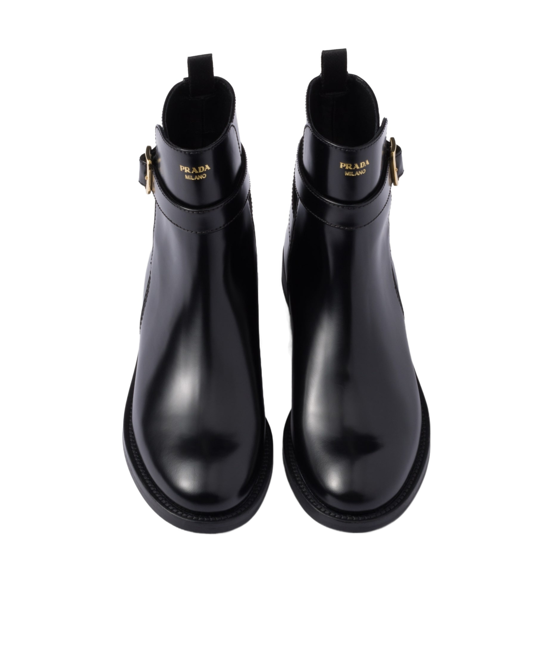 Prada Chocolate Calfskin Chelsea Ankle Boots In Black