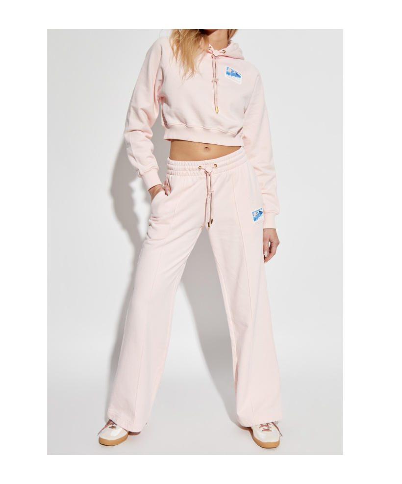 Casablanca Pink Greek Temple Patch Open Hem Lounge Pants In Nude