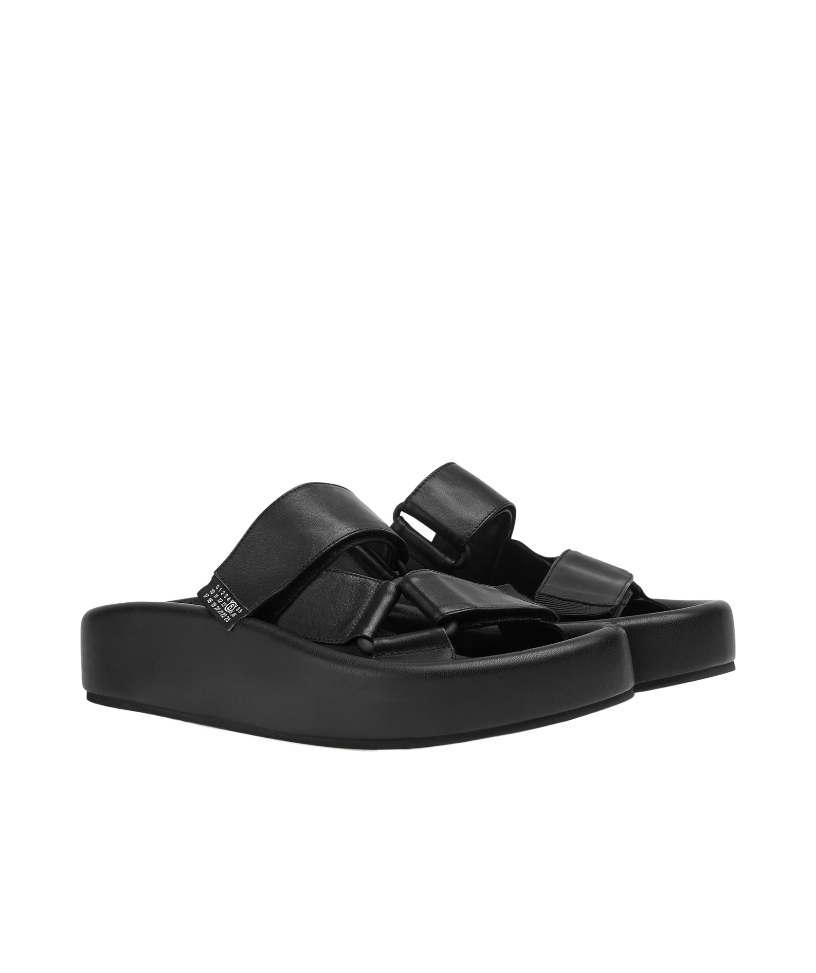 Shop Mm6 Maison Margiela Webbing Slip-on Platform Sandals In Black
