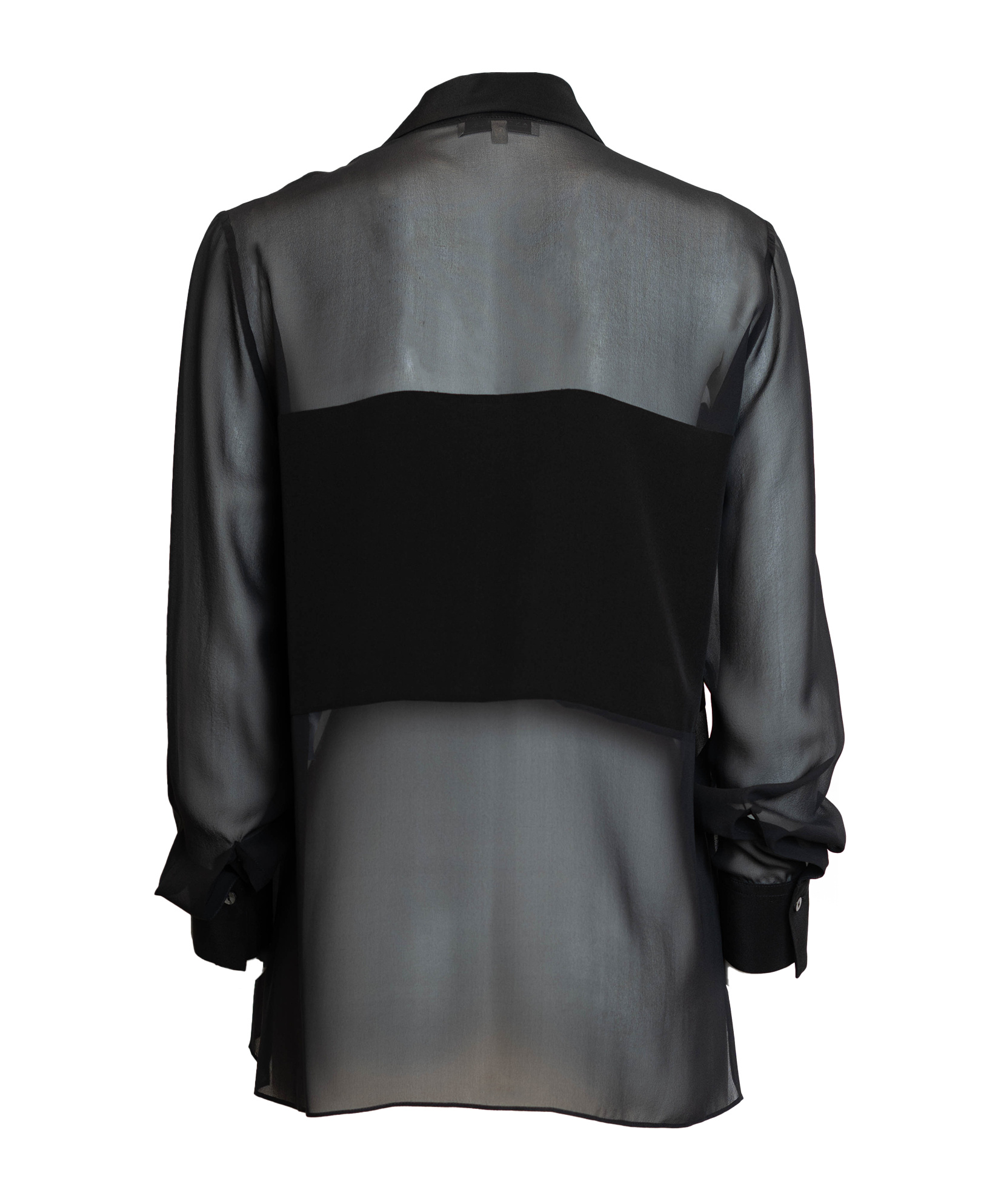 Antonelli Semi-sheer Long-sleeved Shirt In Black
