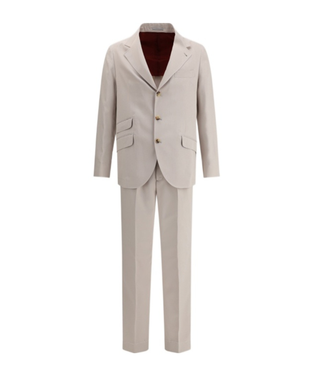 Brunello Cucinelli Tailored Silk Suit With Belt Loops In Nude
