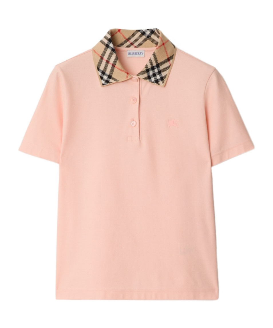 Burberry Collared Check Ribbed Short Sleeves
