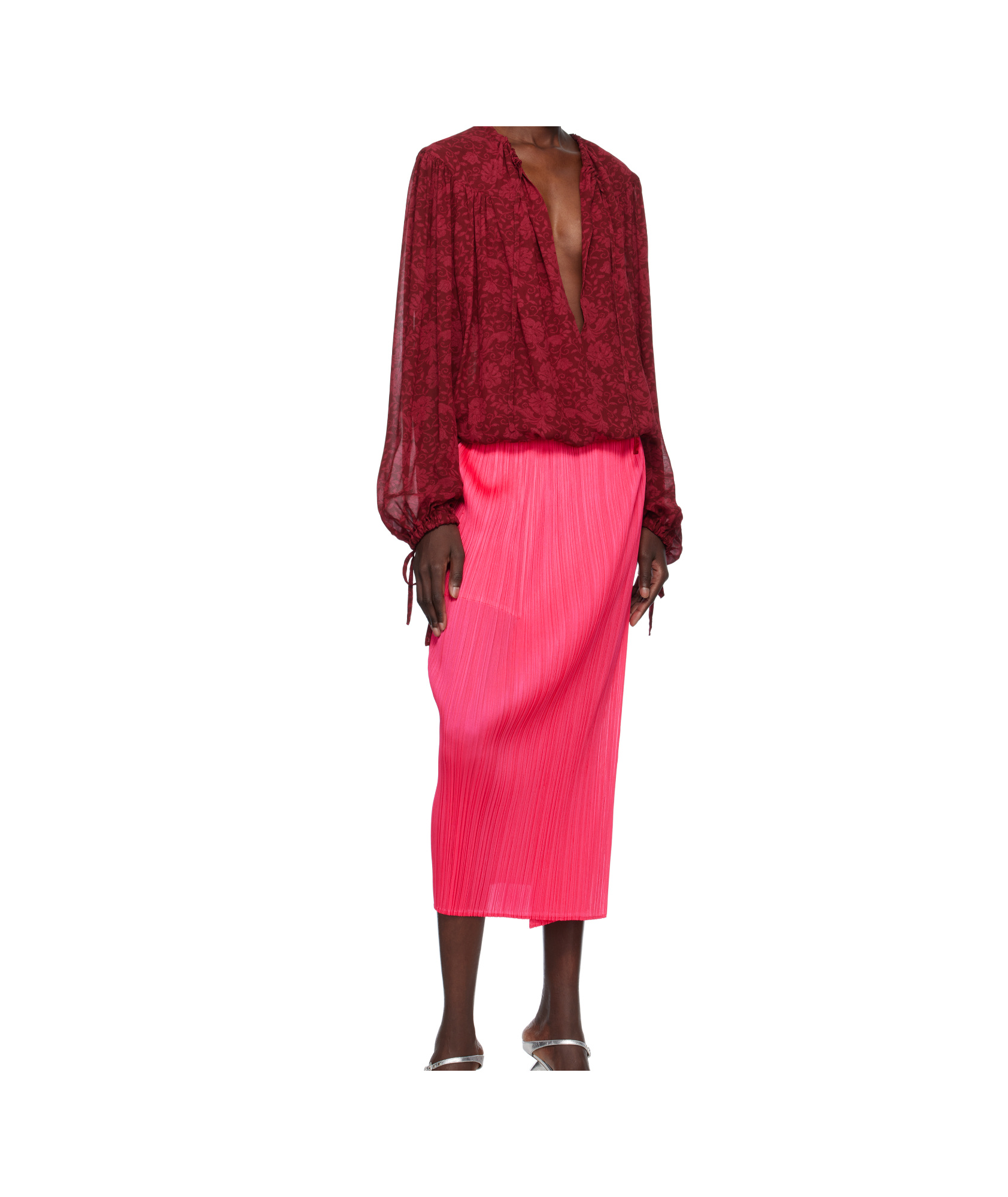 Issey Miyake Pink Monthly Colors March Midi Skirt In Pink
