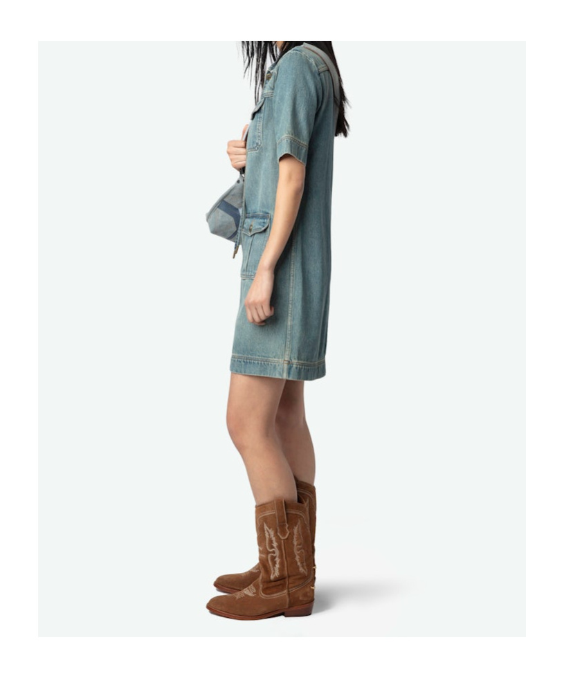 Zadig & Voltaire Short Sleeve Denim Dress
