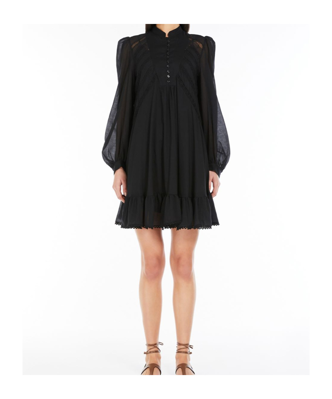 Weekend Max Mara Lace-insert Ruffled Mini Dress In Black