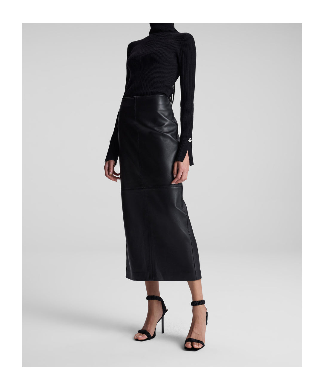 A.l.c A. L.c. Marta Leather Midi Skirt In Black