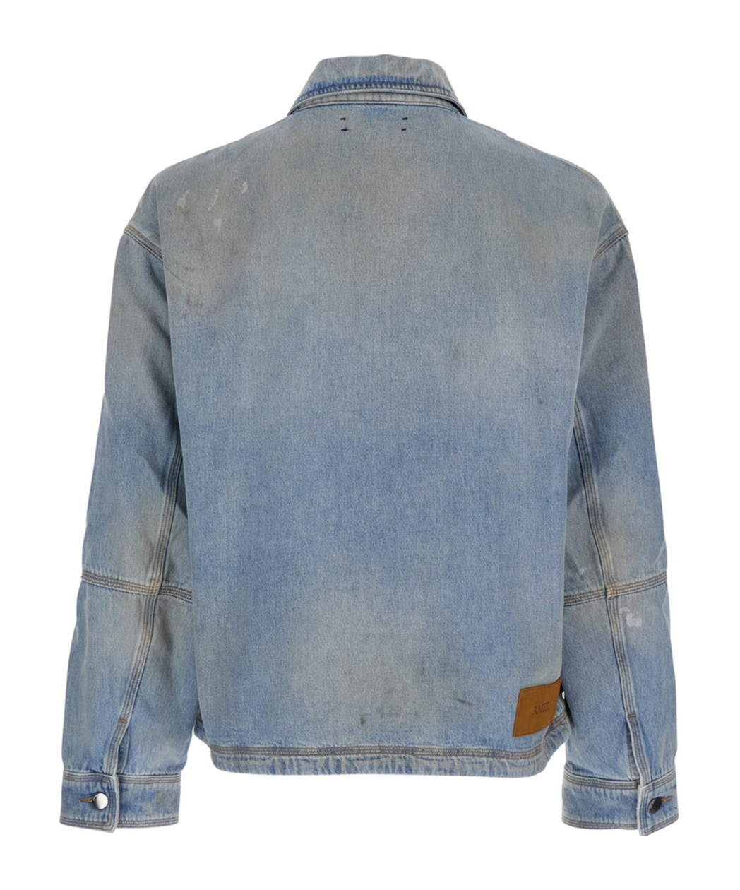 Amiri Blue Jacket With Classic Collar And Logo Patch On Front And Rear In Denim Man In Blue