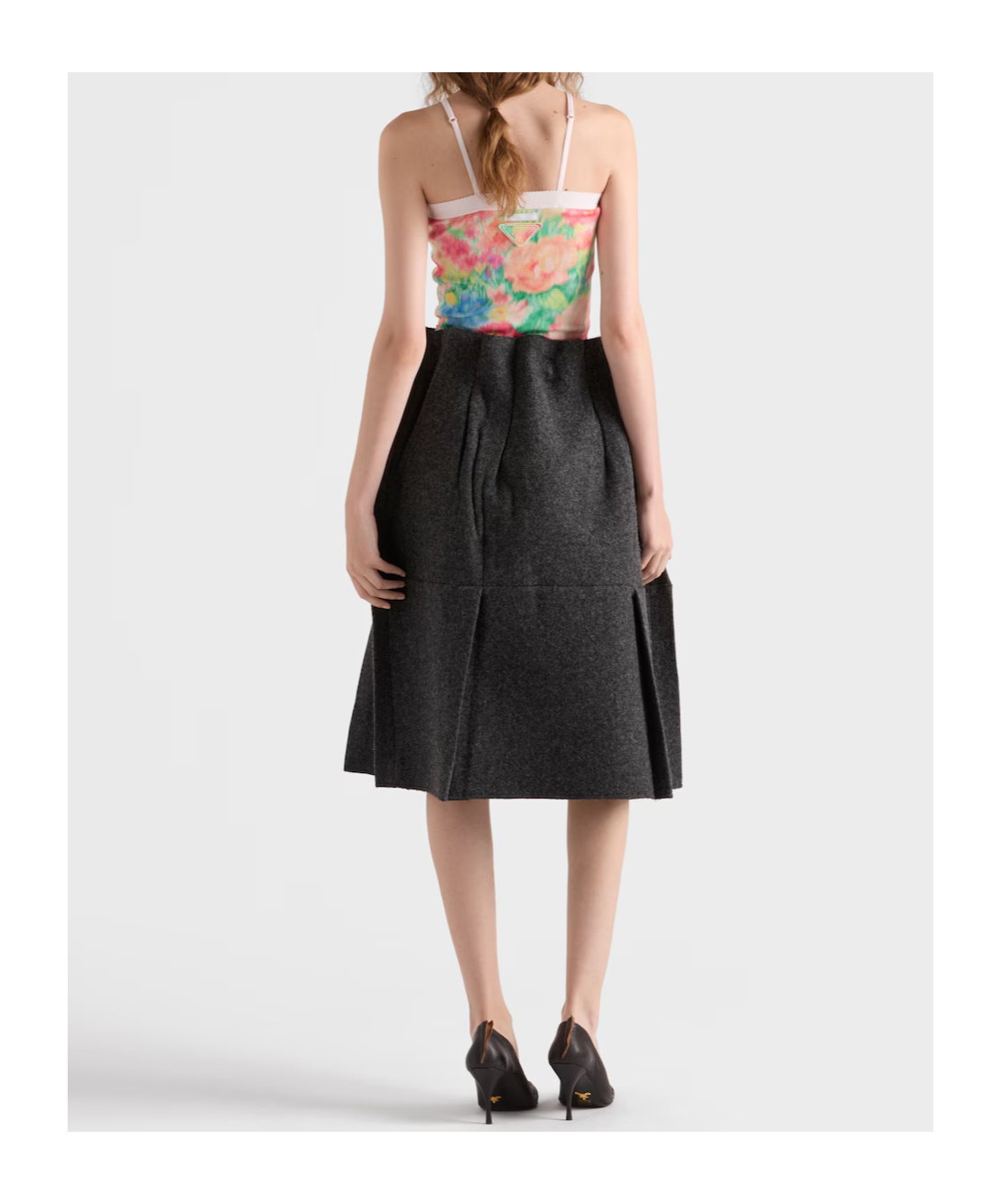 Prada Floral Print Cotton Spaghetti Strap Top In Green