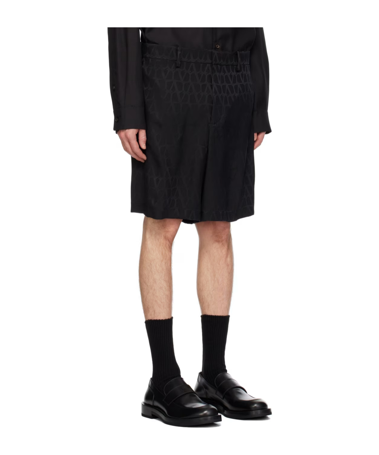 Valentino Black Toile Iconographe Shorts In Black