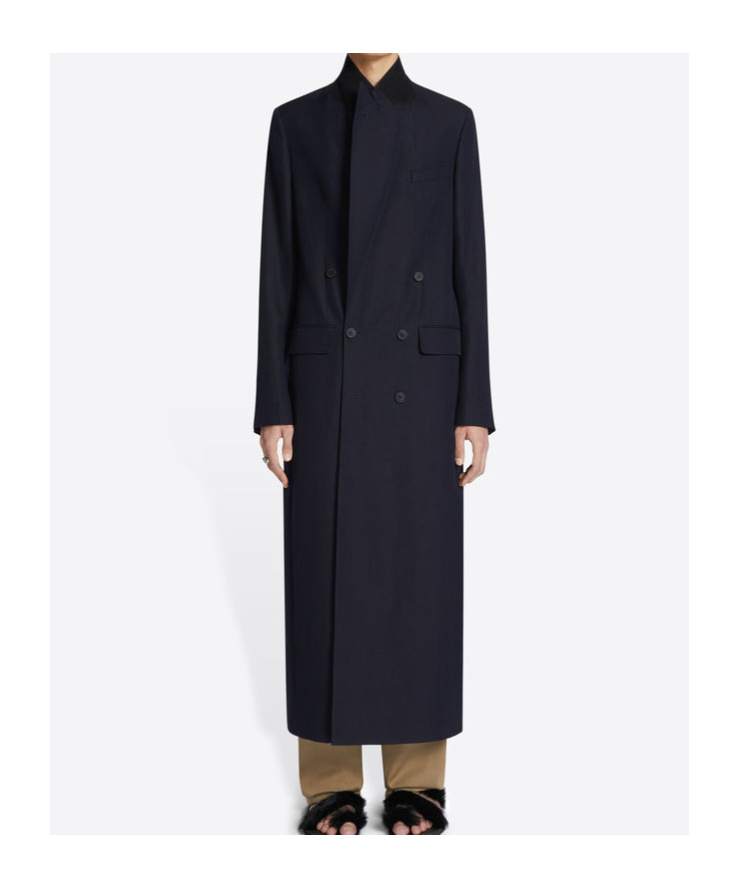 Dries Van Noten Lapel Long Sleeve Coat In Black