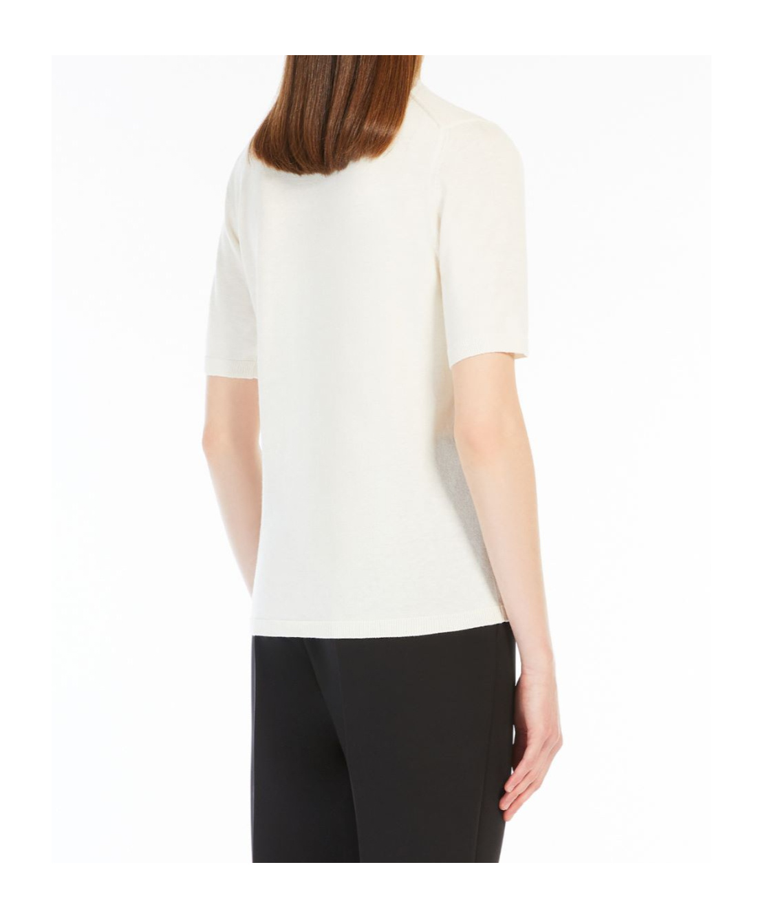 Max Mara Short-sleeved Cashmere Sweater In White