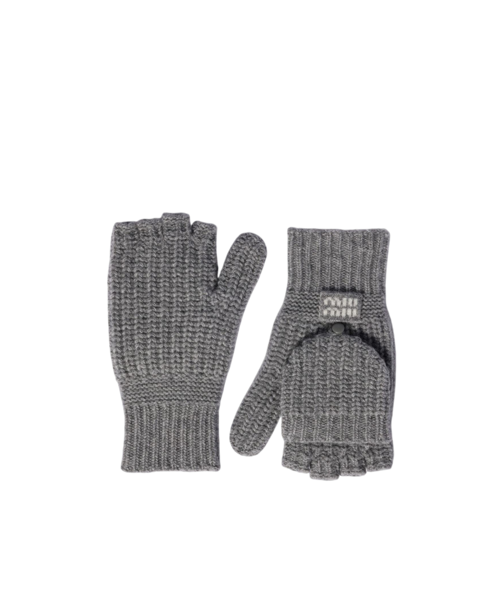 Miu Miu Wool And Cashmere Fingerless Gloves In Grey