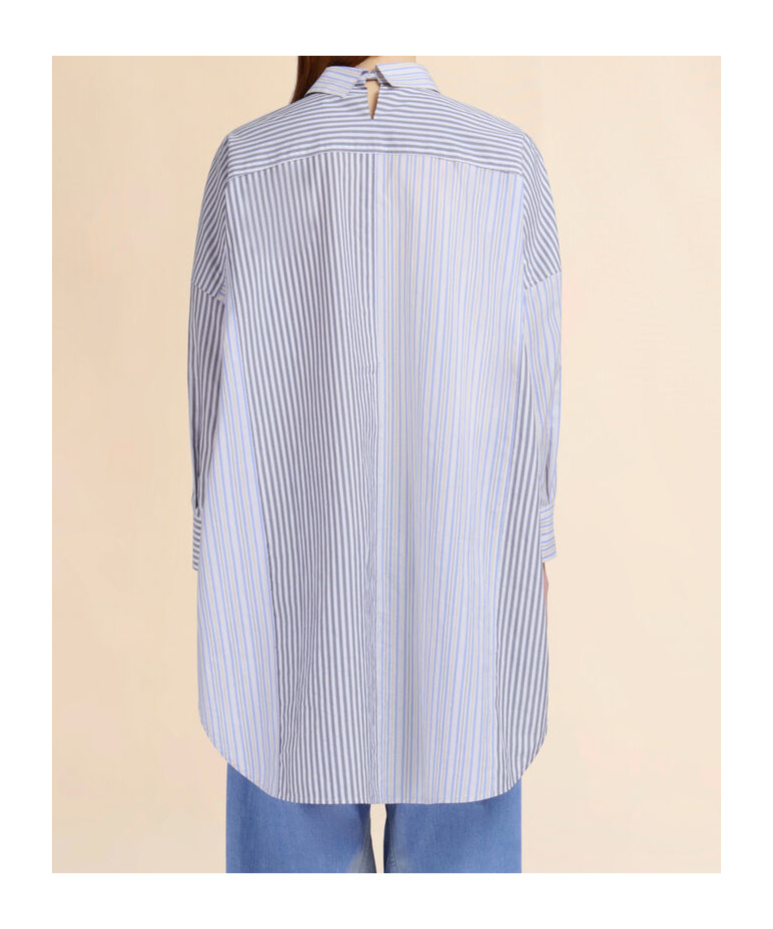 Marni Womens Stn63 Oversized Striped Cotton Shirt In Blue