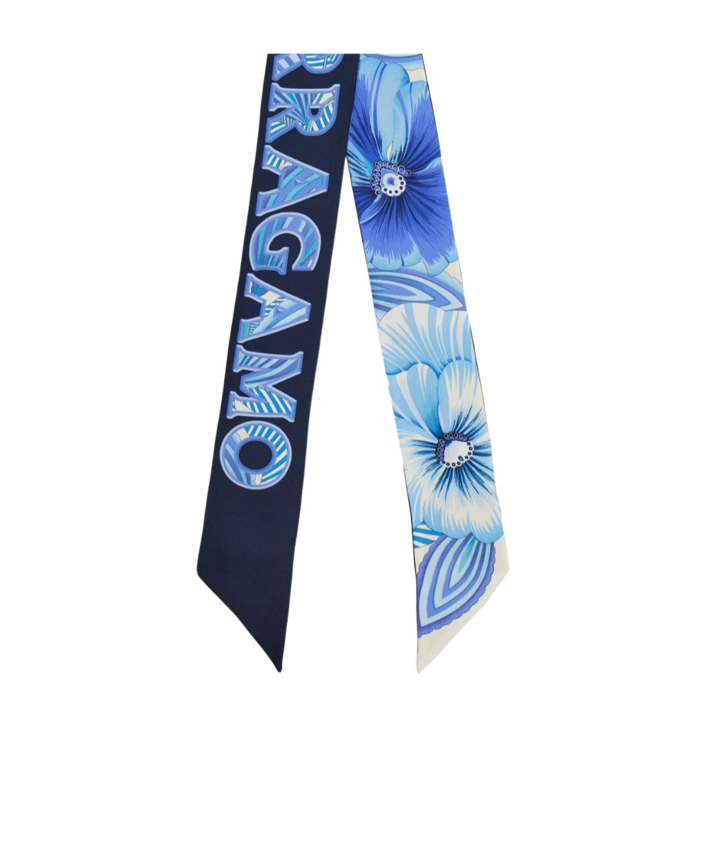 Ferragamo Brezza Print Silk Bandeau In Blue
