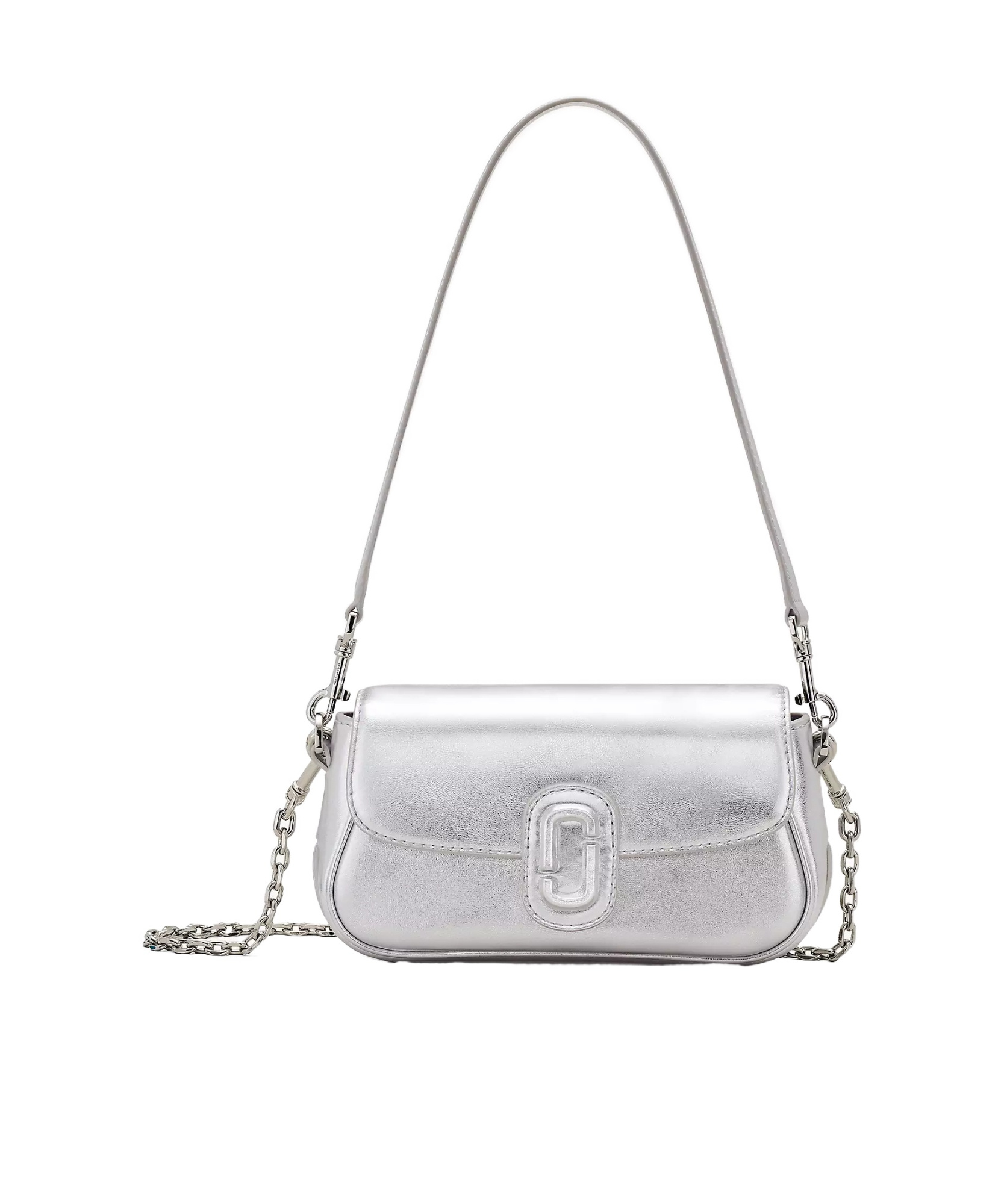Marc Jacobs The Metallic Leather Clover Shoulder Bag In Gray