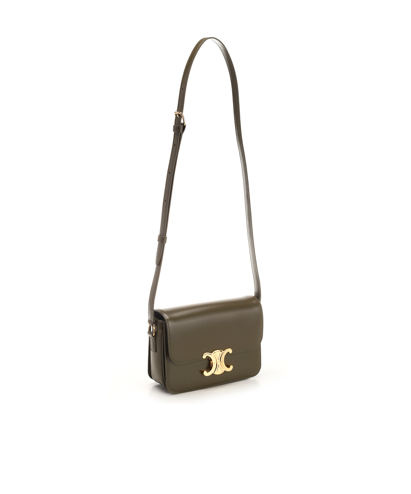 Shop Celine Ten Triomphe Shoulder Bag In Green