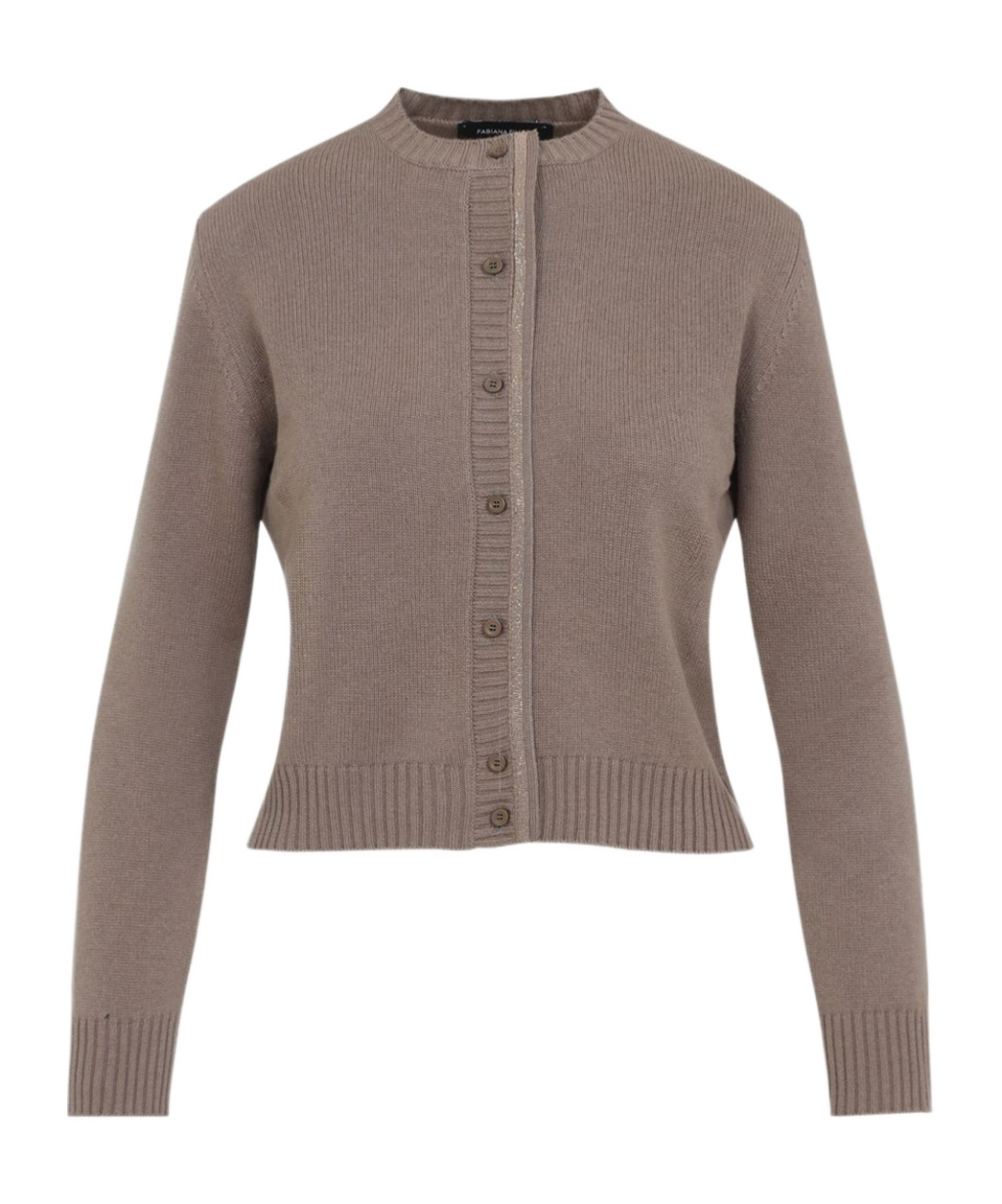 Fabiana Filippi Wool Blend Crew Neck Jacket With Embellished Placket In Gray