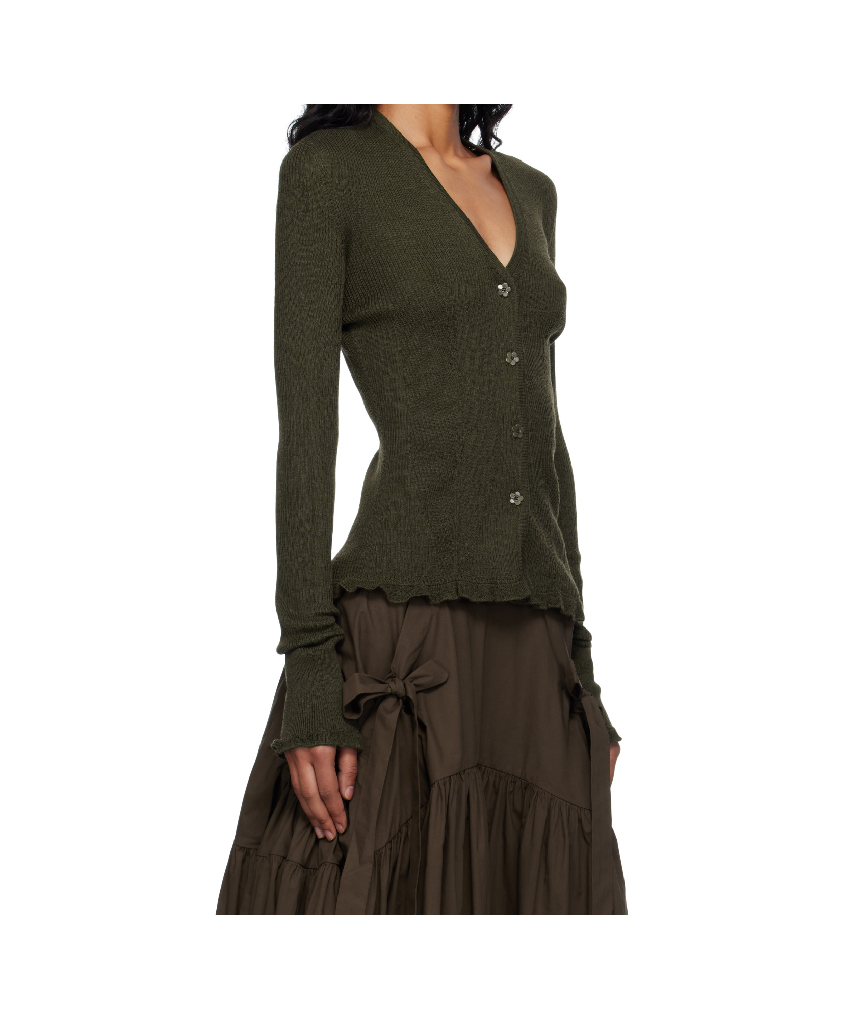 Cecilie Bahnsen Khaki Bessie Cardigan In Black