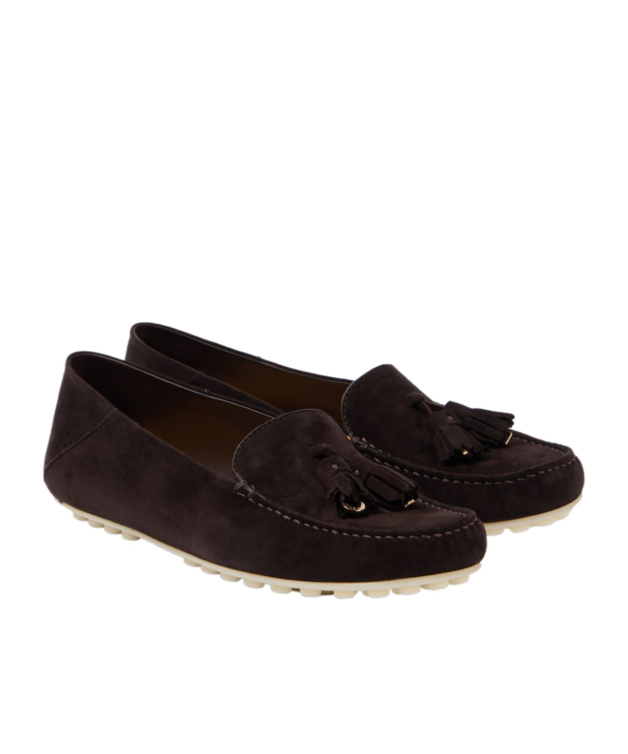 Loro Piana Dot Suede Moccasins In Brown