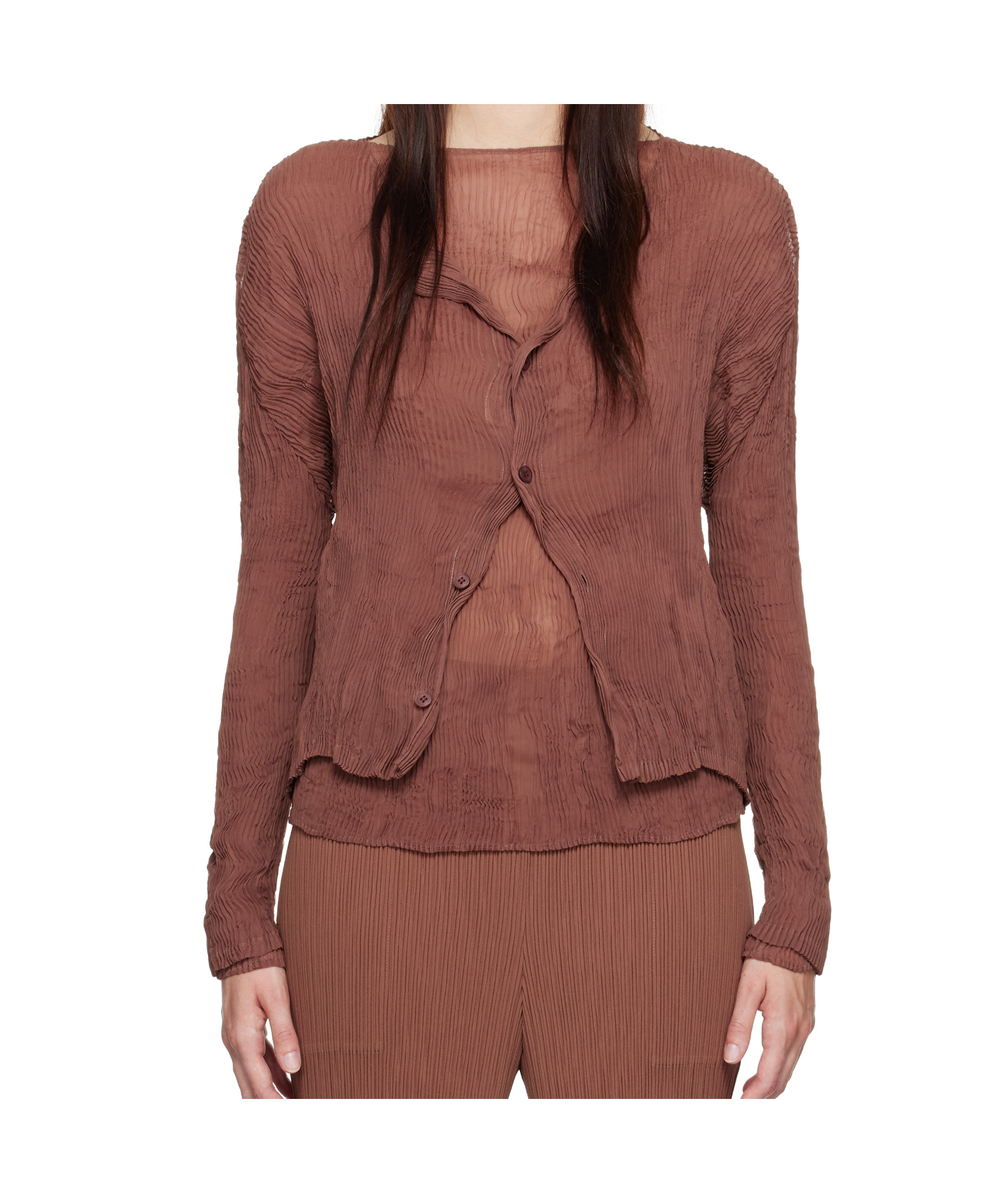 Issey Miyake Long-sleeved Sweater In Brown