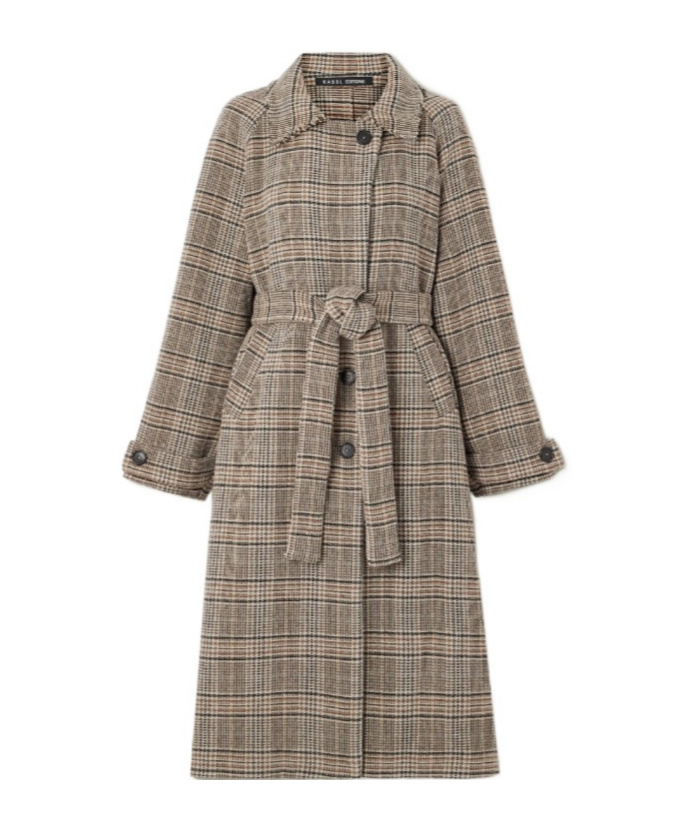 Kassl Distressed Checked Belted Jacket In Transparent