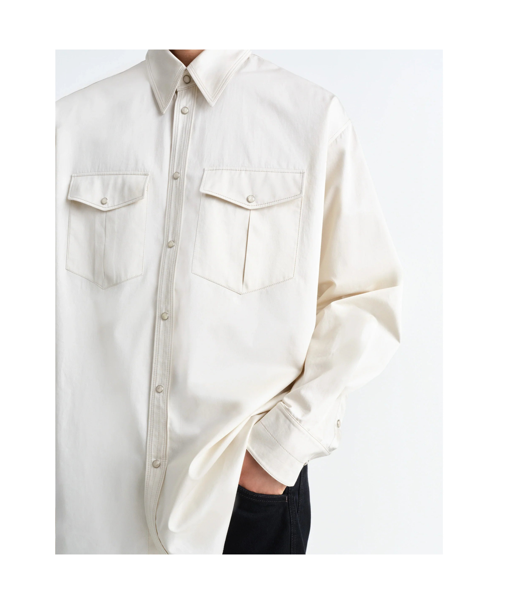 Lemaire Fabric Shirts In Milky White