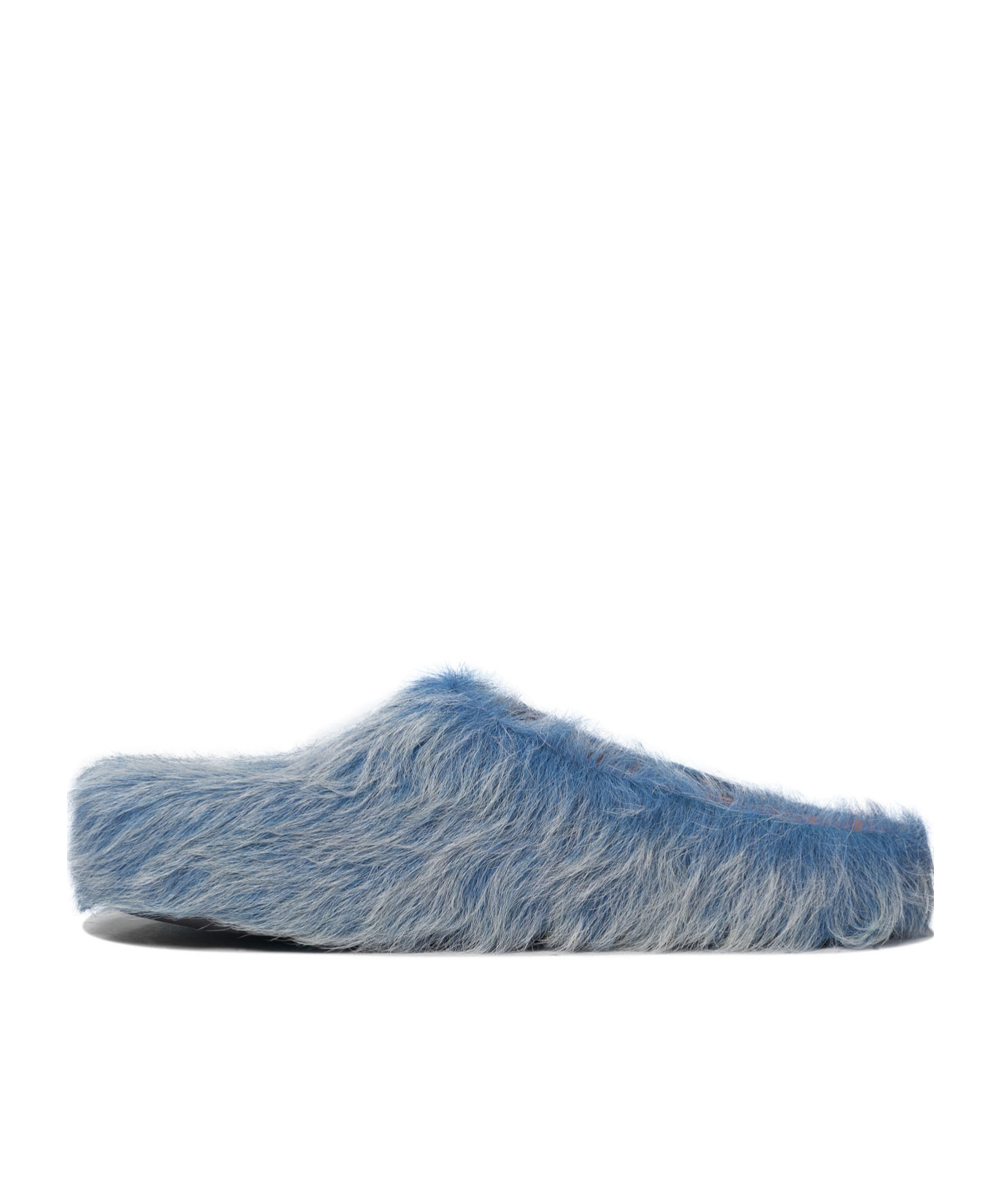 Shop Marni Indigo Long Hair Calfskin Fussbett Sabot In Gray