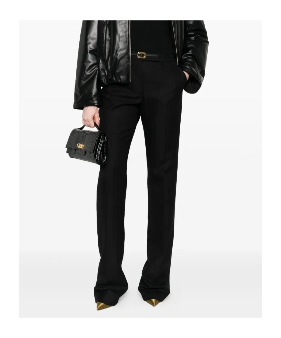 Tom Ford Sharp Herringbone Tailored Straight Leg Trousers Clothing In Black