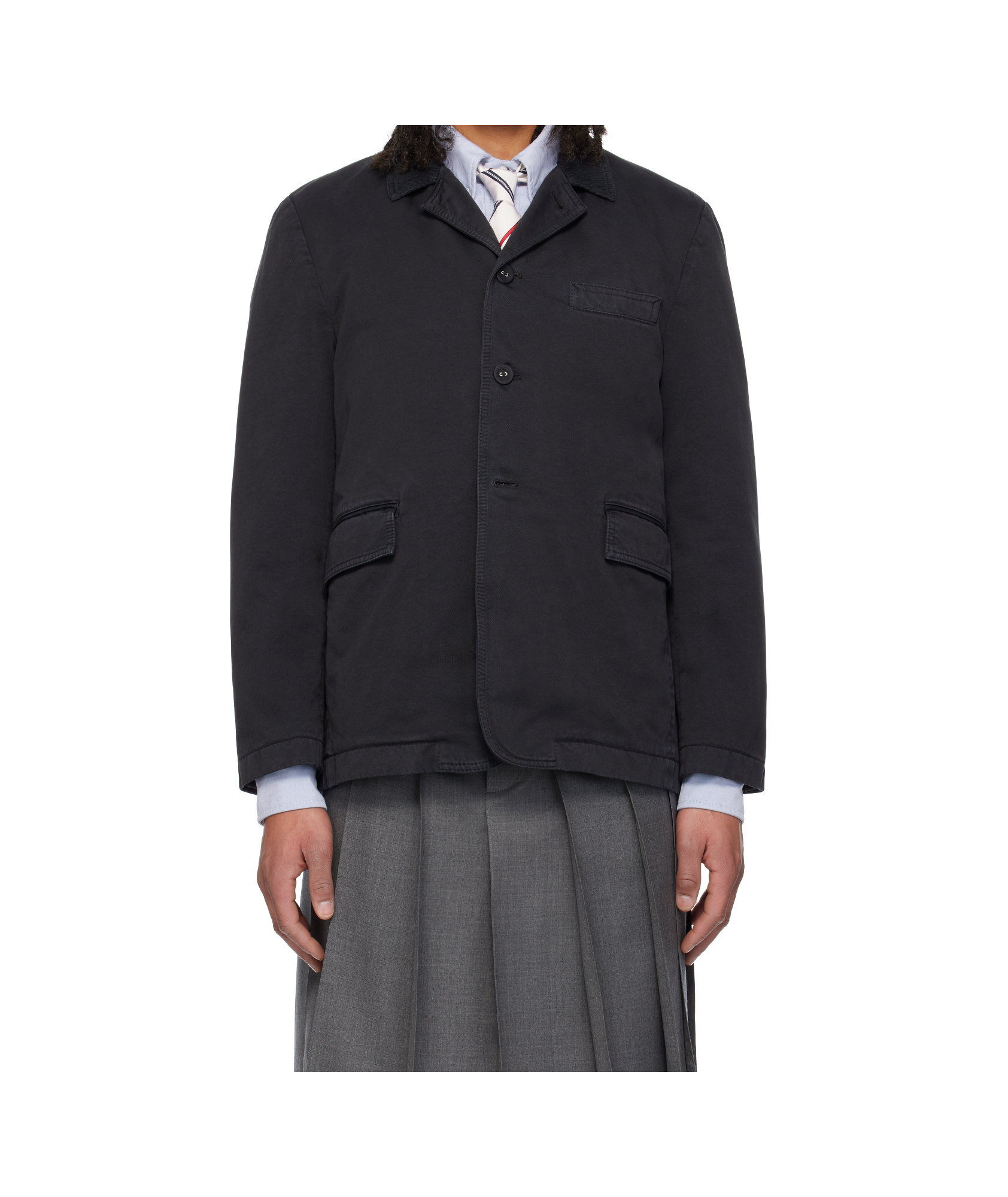 Thom Browne Unconstructed Cotton Jacket In Black