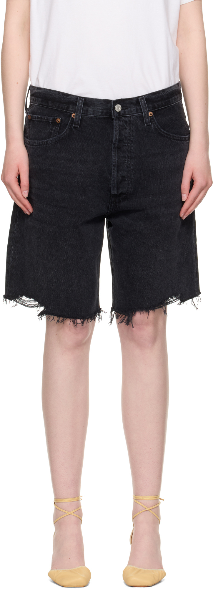 Agolde Denim Shorts With Belt Loops