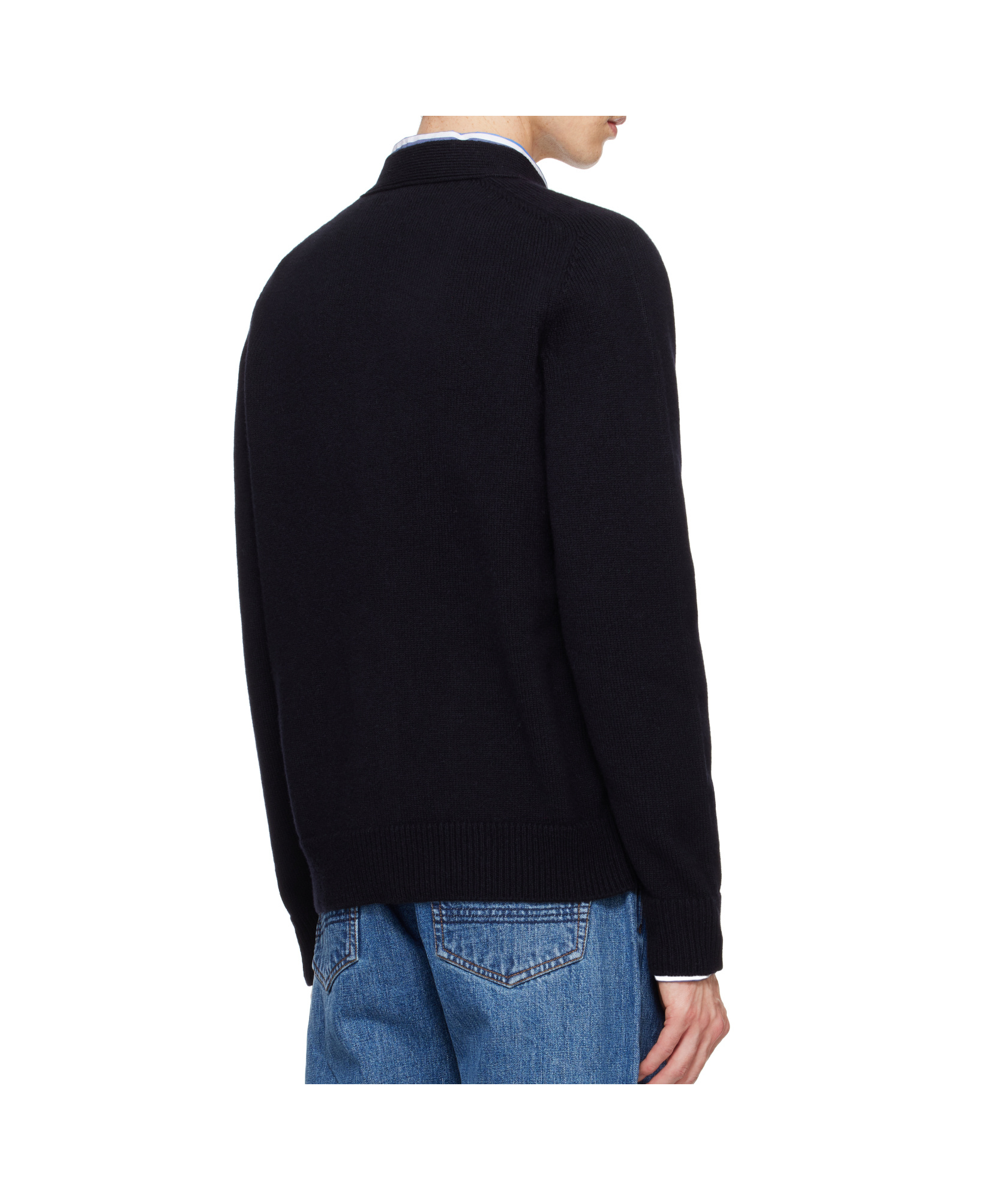 Drake's London Long Sleeve Cardigan In Navy Blue