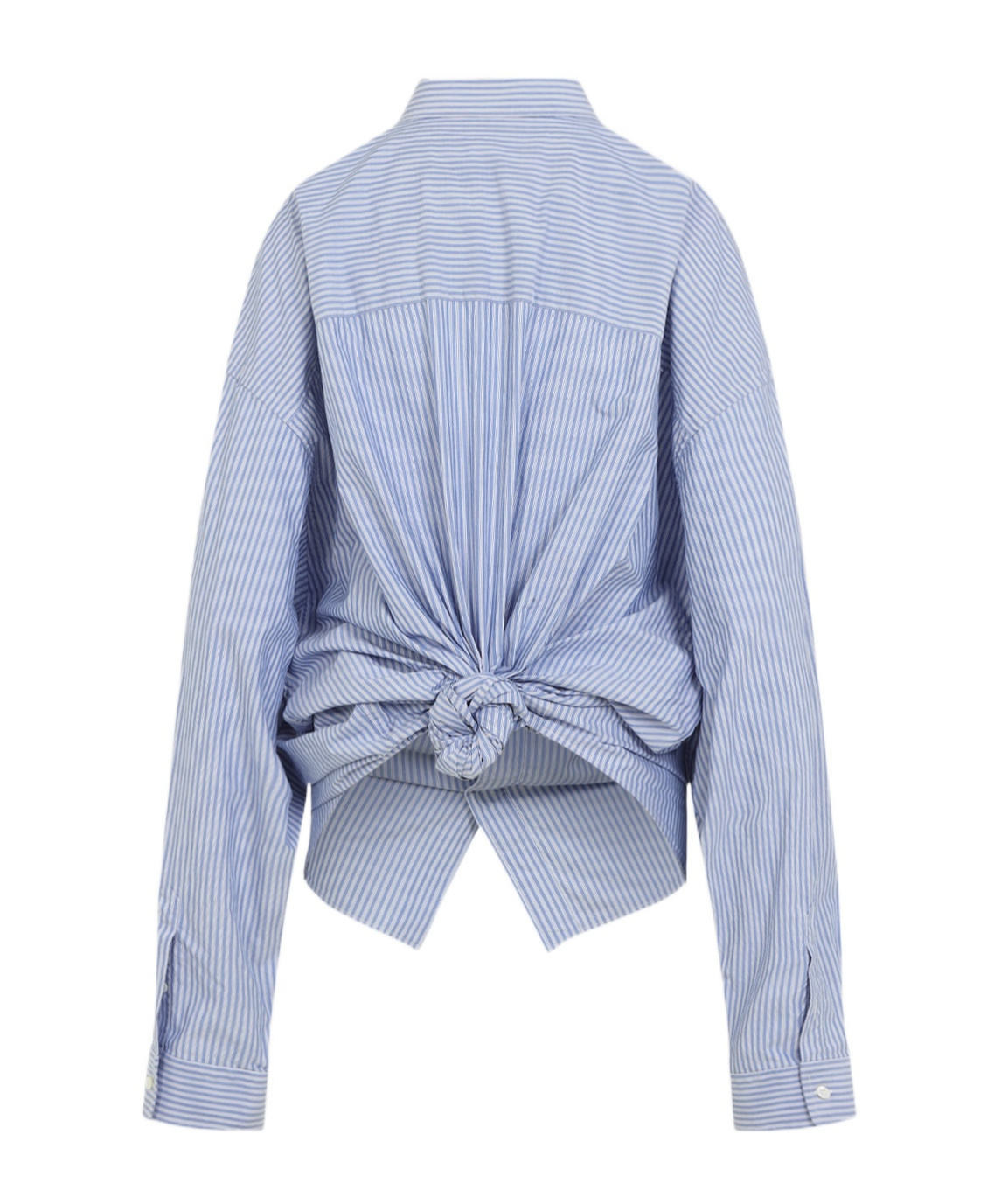 Balenciaga Long-sleeved Knotted Shirt In Blue