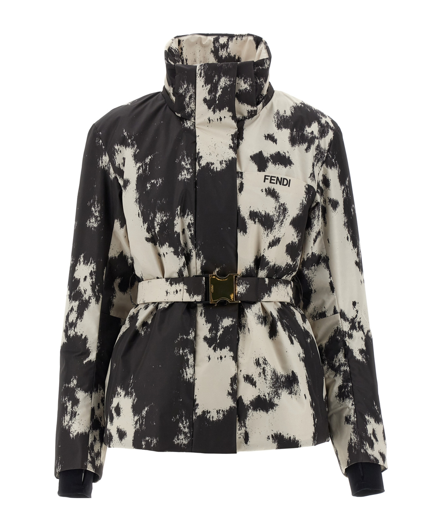 Fendi Frosted Fauna Puffer Jackets Multicolor In Black