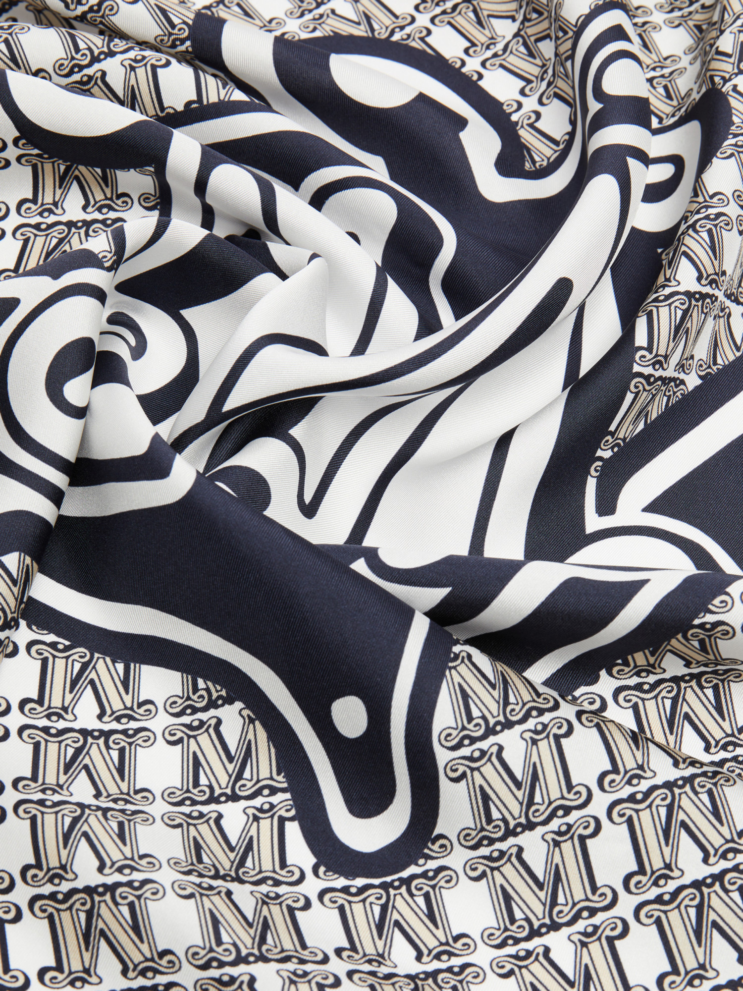 Max Mara Printed Silk Scarf In Gray