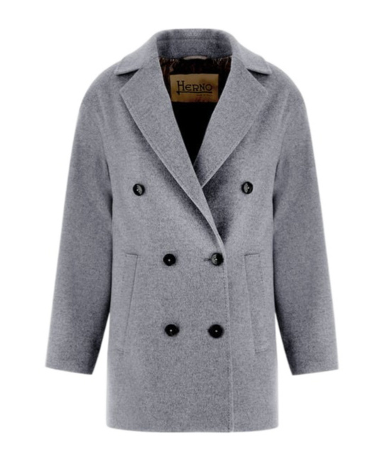 Herno Double-breasted Wool Coat In Gray