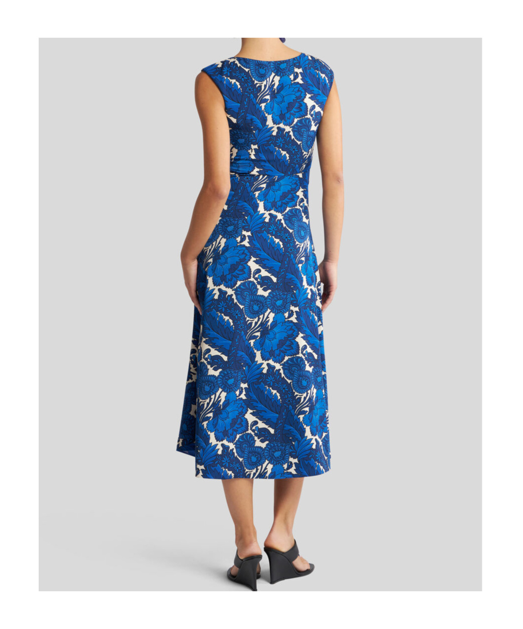 Etro Midi Dress With Maxi Floral Print In Blue