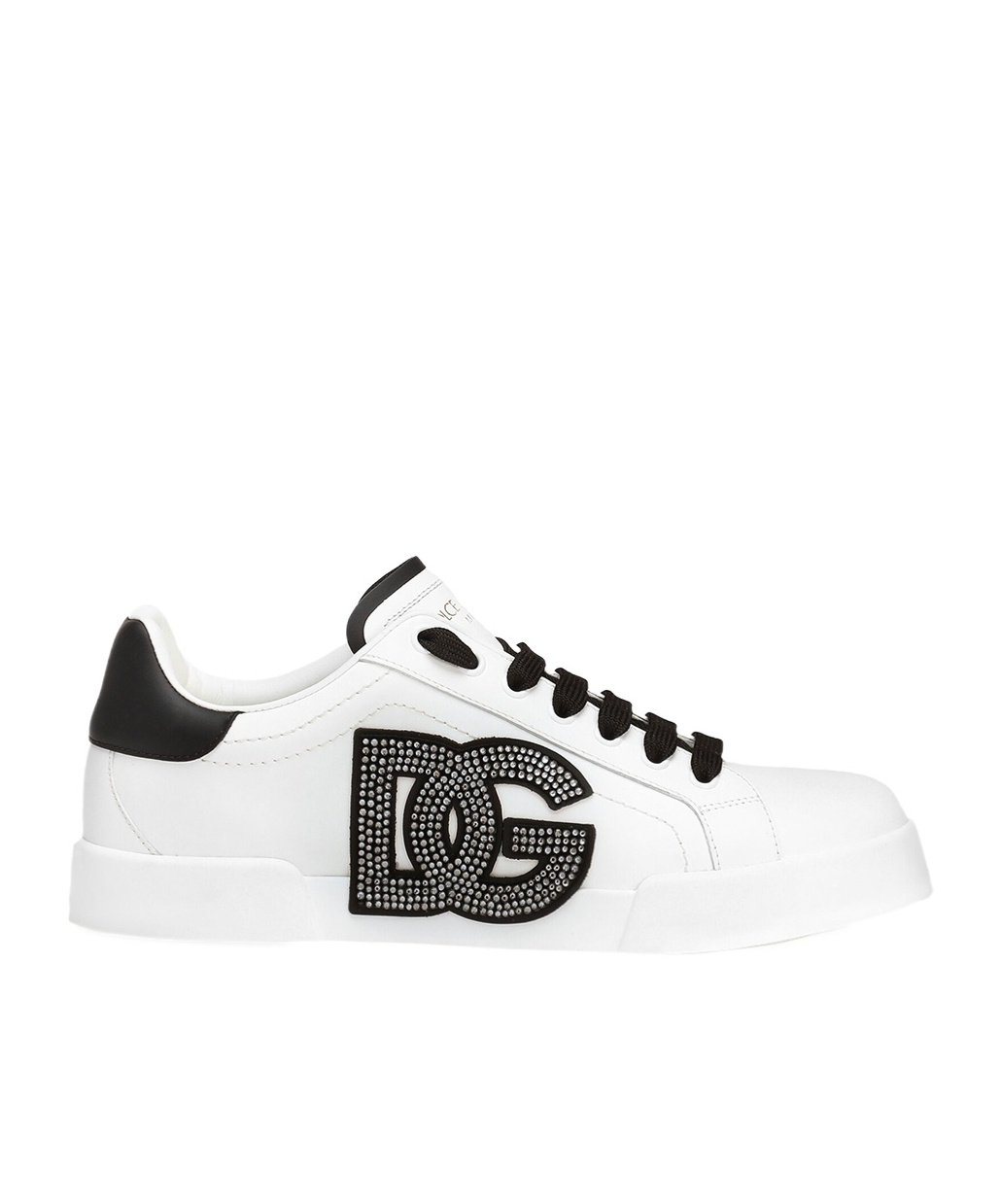 Dolce & Gabbana Portofino Rhinestone-embellished Logo Sneakers In White