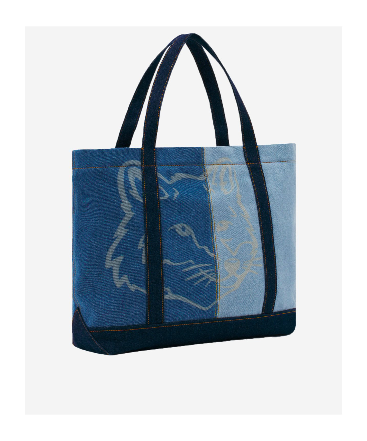 MAISON KITSUNÉ MAISON KITSUNÉ LOGO EMBROIDERED PANELLED TOTE BAG