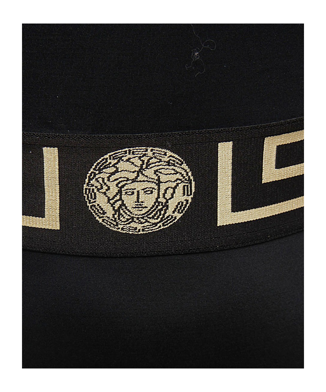 Versace Black One-piece Swimsuit With Greca And Medusa Band In Black