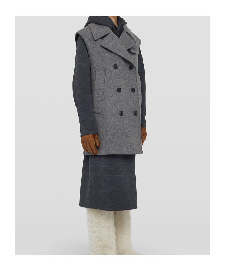 Jil Sander Double-breasted Wool Vest In Gray